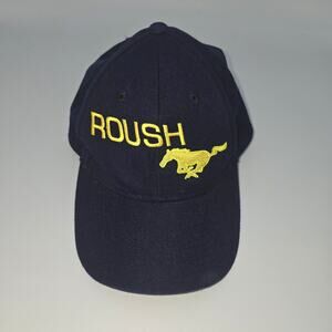 Roush Mustang Hat Black Yellow Embroidered Fitted 6 7/8 Wool Racing Cap